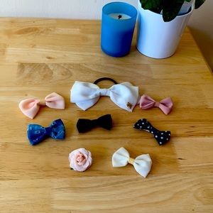 Hair bows in pink, blue, white and navy